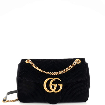 Gucci GG Marmont Flap Bag Matelasse Velvet Medium