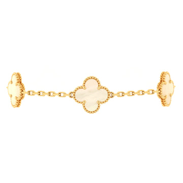 Van Cleef & Arpels Vintage Alhambra 5 Motifs Bracelet 18K Yellow Gold and Mother of Pearl