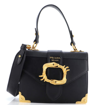 Prada Animalier Cahier Convertible Shoulder Bag City Calf and Saffiano Small