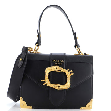 Prada Animalier Cahier Convertible Shoulder Bag City Calf and Saffiano Small