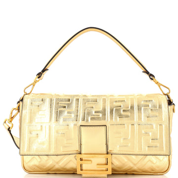 Fendi Baguette NM Bag Zucca Embossed Leather Large
