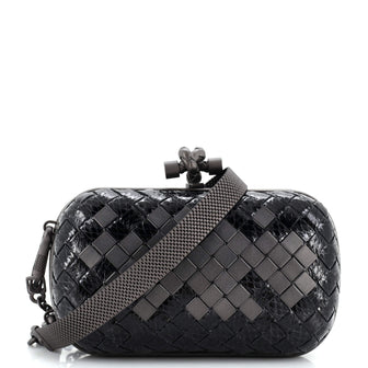 Bottega Veneta Mosaique Box Knot Clutch Ayers with Leather Small