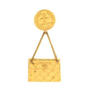 Chanel Vintage Medallion Flap Bag Brooch Metal