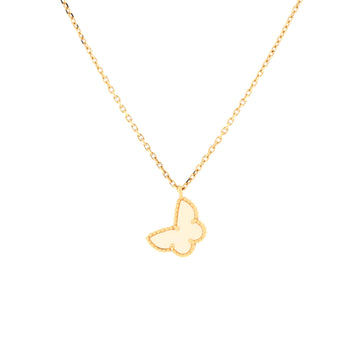 Van Cleef & Arpels Sweet Alhambra Butterfly Pendant Necklace 18K Yellow Gold and Mother of Pearl