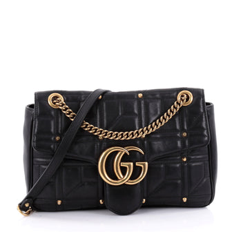 Gucci GG Marmont Flap Bag Studded Matelasse Leather 2530401