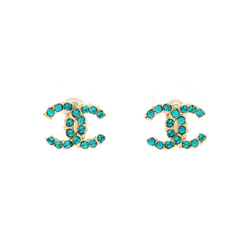 Chanel CC Stud Earrings Metal with Crystals