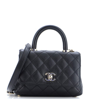 Chanel Coco Top Handle Bag Quilted Caviar Extra Mini