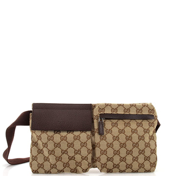 Gucci Vintage Double Belt Bag GG Canvas
