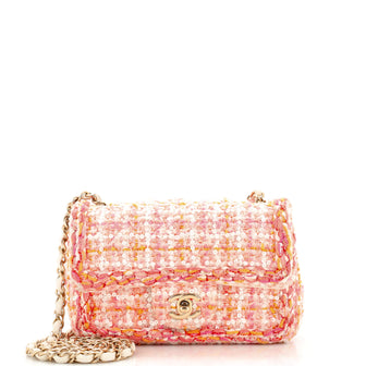 Chanel Classic Single Flap Bag Braided Quilted Tweed with Sequins Mini