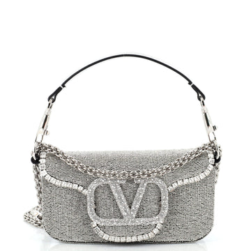 Valentino Garavani VLogo Loco Flap Shoulder Bag Embellished Leather Small