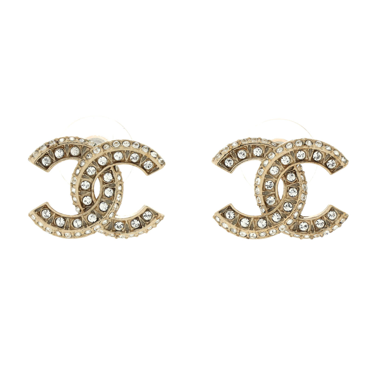 CHANEL 26S DOUBLE C LOGO RED ENAMEL CRYSTAL DROP STUD EARRINGS IN SILVER METAL 630074