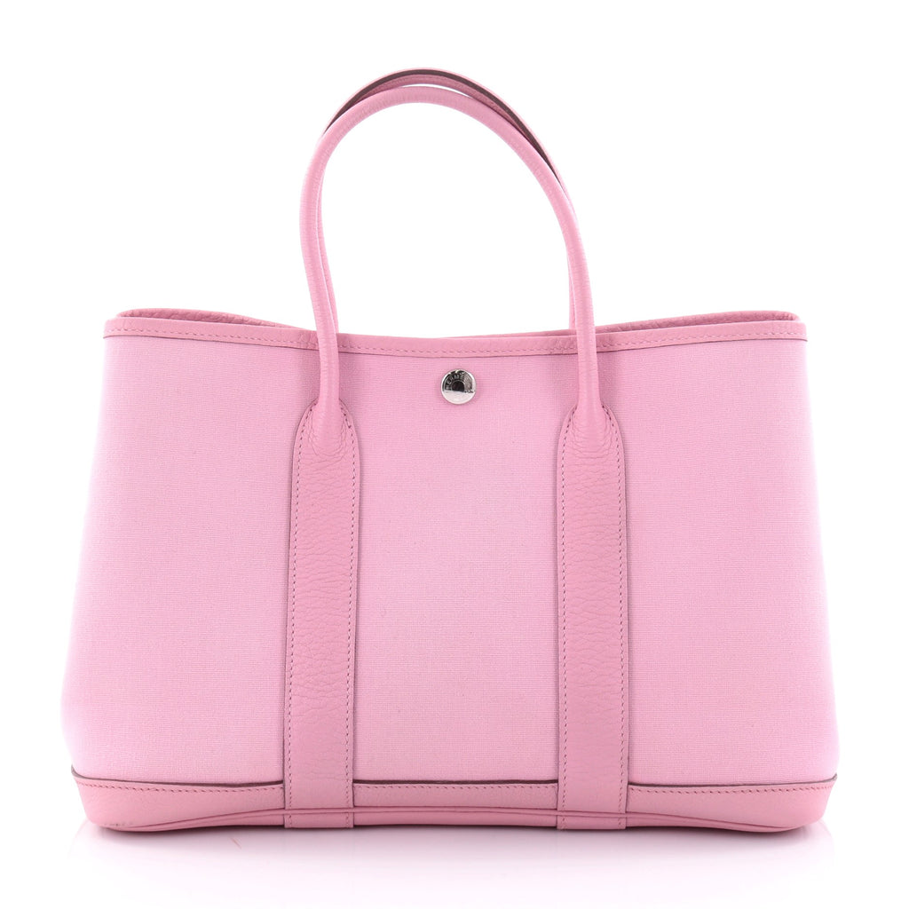 Hermes Garden Party Tote Toile and Leather 30 Pink 22176393