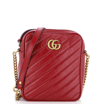 Gucci GG Marmont Double Zip Camera Bag Diagonal Quilted Leather Mini
