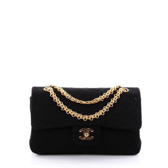  Chanel Bijoux Chain Double Flap Bag Quilted Jersey Small Black 2532402