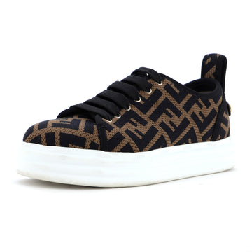 Fendi Women's Rise Low-Top Platform Sneakers Perforated Zucca Fabric