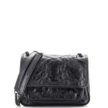 Saint Laurent Niki Chain Flap Bag Matelasse Chevron Leather Baby