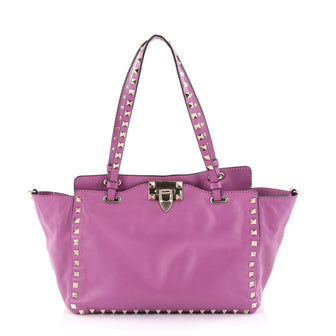 Valentino Rockstud Tote Soft Leather Small Purple 2532702