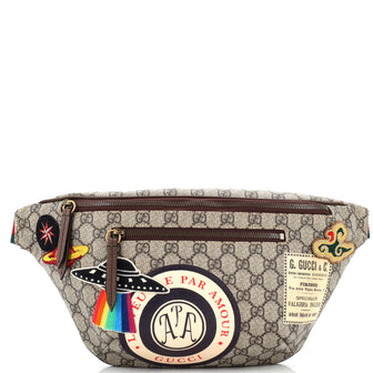 Gucci Courrier Zip Belt Bag GG Coated Canvas with Applique