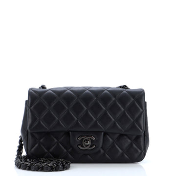 Chanel So Black Classic Single Flap Bag Quilted Lambskin Mini