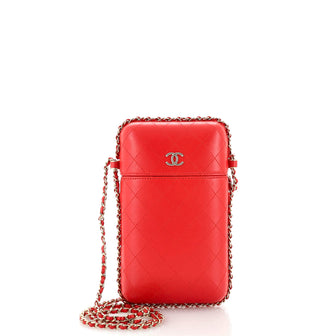 Chanel Chain Around Phone Holder Box Crossbody Quilted Lambskin