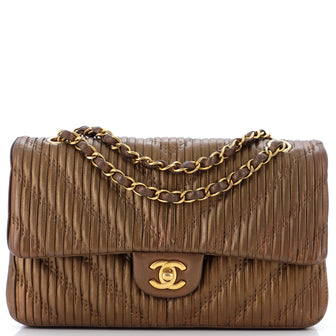 Chanel Coco Pleats Classic Double Flap Bag Pleated Crumpled Calfskin Medium
