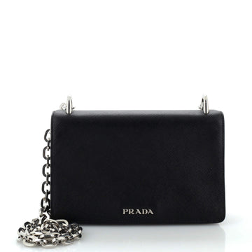 Prada Chain Flap Crossbody Bag Saffiano and Soft Calf Small