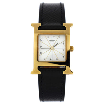 Hermes Heure H Quartz Watch Stainless Steel and Leather 21