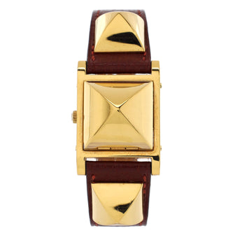 Hermes Medor Quartz Watch Plated Metal and Leather 23