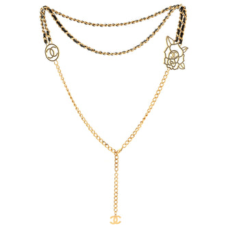 Chanel CC Rose Chain Belt Metal and Leather with Crystals