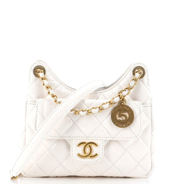 Chanel Wavy CC Hobo Quilted Crumpled Calfskin Small