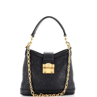 Gucci GG Padlock Shoulder Bag GG Embossed Leather Small