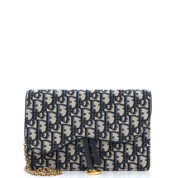 Christian Dior Saddle Chain Clutch Oblique Canvas