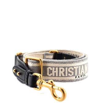 Christian Dior Logo Shoulder Strap Embroidered Canvas Thin