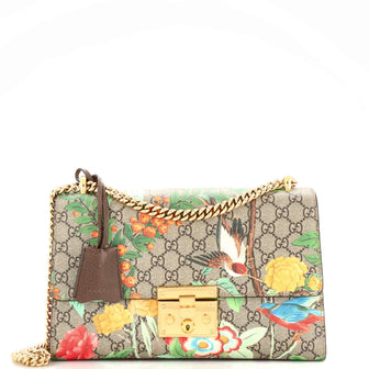Gucci Padlock Shoulder Bag Tian Print GG Coated Canvas Medium