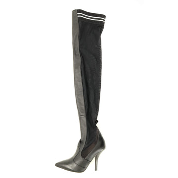 Fendi Rockoko Thigh High Sock Boots Fabric and Leather