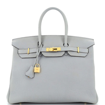 Hermes Birkin Handbag Blue Togo with Gold Hardware 35