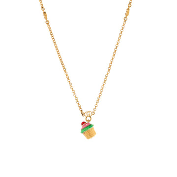 Gucci GG Station Cupcake Pendant Necklace Metal with Enamel