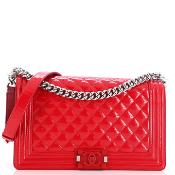 Chanel Boy Flap Bag Quilted Plexiglass Patent New Medium