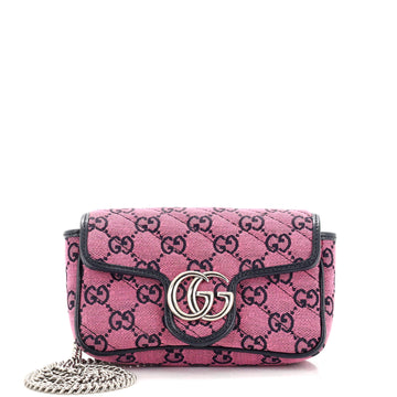 Gucci GG Marmont Flap Bag Diagonal Quilted GG Canvas Super Mini