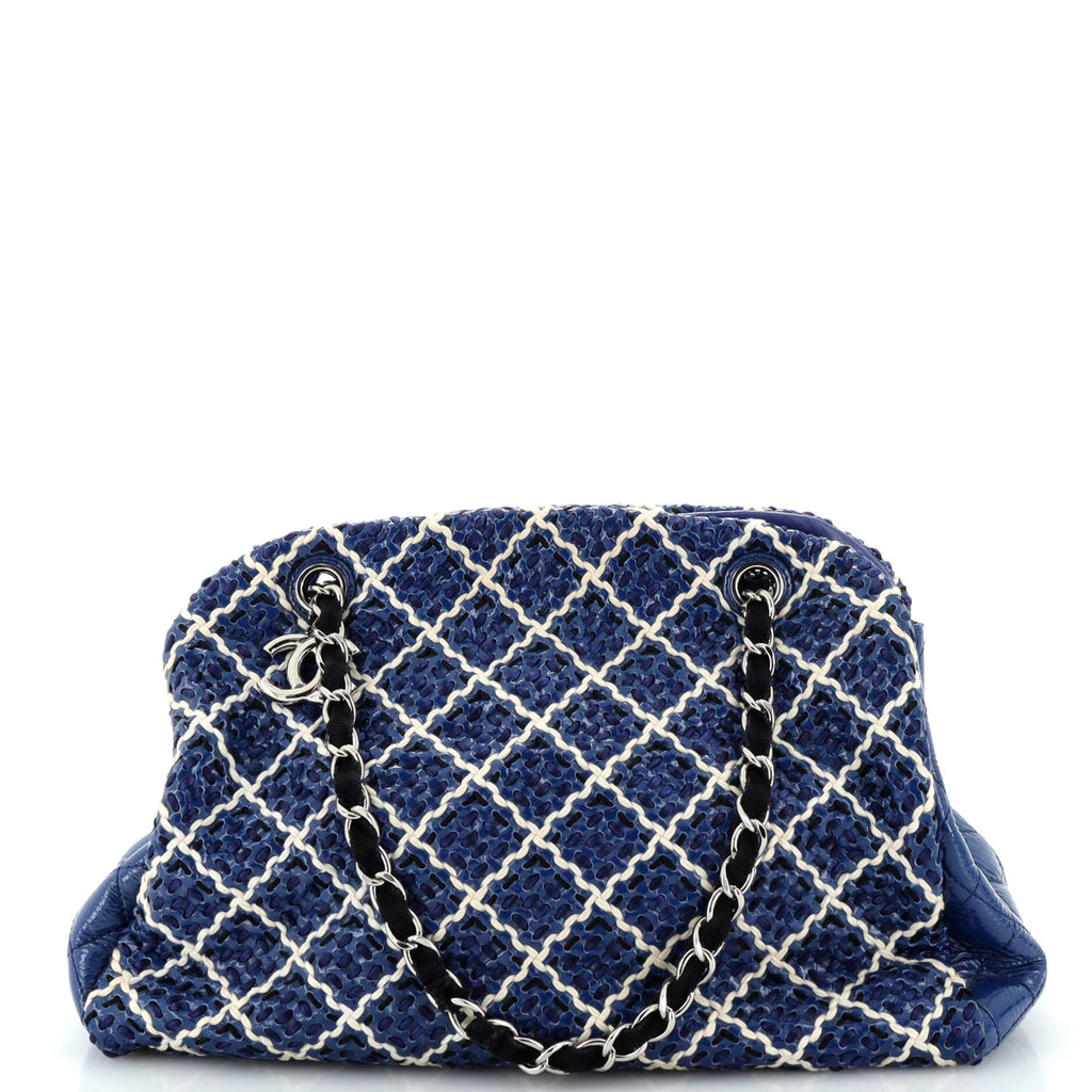 Chanel Just Mademoiselle Bag Woven Stitch Patent Large 253462