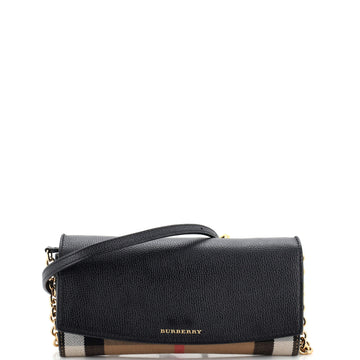 Burberry Henley Wallet on Chain Leather with House Check Canvas