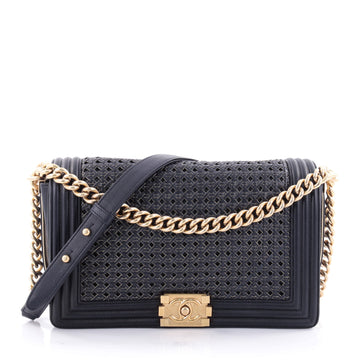 Chanel Boy Flap Bag Braided Sheepskin New Medium Blue 2534902