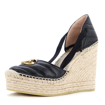 Gucci Women's GG Marmont Wedge Espadrilles Matelasse Leather