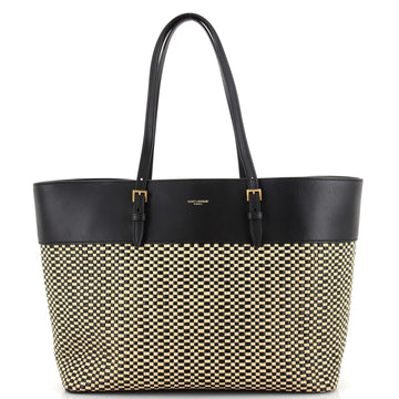 Saint Laurent Shopper Tote Leather and Raffia