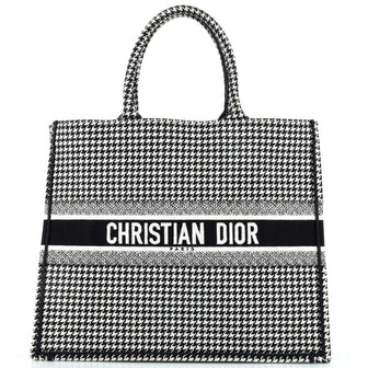 Christian Dior Book Tote Houndstooth Canvas Large