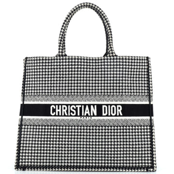 Christian Dior Book Tote Houndstooth Canvas Large