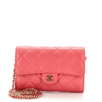 Chanel Classic Flap Wallet Crossbody Bag Quilted Caviar Mini