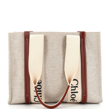 Chloe Woody Tote Canvas with Leather Medium