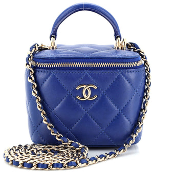 Chanel Classic Top Handle Vanity Case with Chain Quilted Lambskin Mini