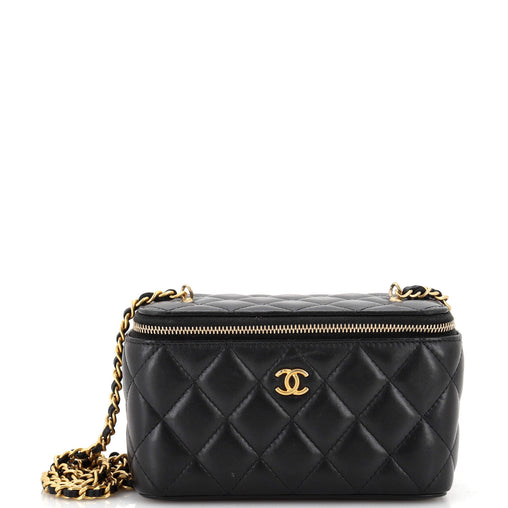 Chanel Pearl Crush Vanity Case with Chain Quilted Lambskin